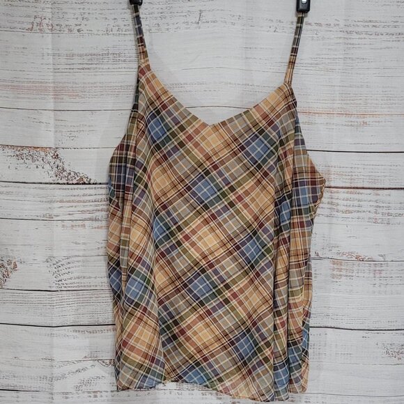 Torrid Plaid Cami Top | Tan Brown | Size 6X | Plus Size 30 - Picture 1 of 4